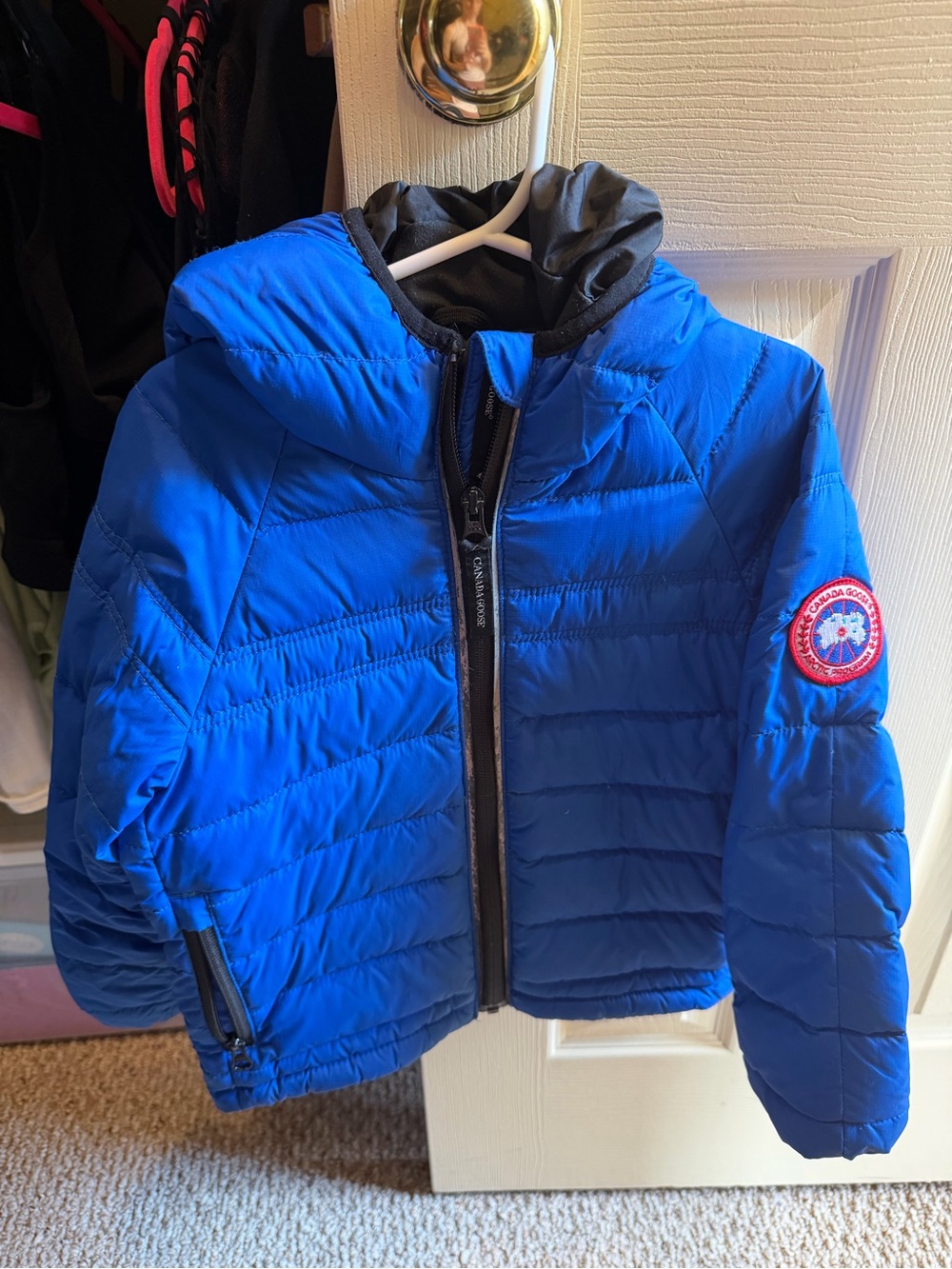 Canada Goose Bright Blue Kids Puffer Jacket with Hood